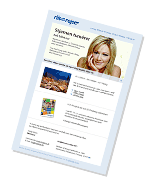 Eksempel p� nyhedsbrev fra Riis Rejser