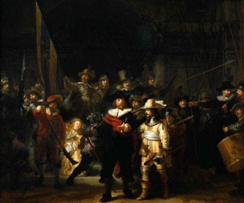 På Rijksmuseum i Amsterdam kan vi se Rembrandts Nattevagten